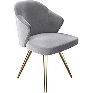 GEIRONV Modern modern design eetkamerstoel, for kantoor eetkamer keuken slaapkamer stoelen fluwelen rugleuningen zitting metalen poten keukenstoel Eetstoelen (Color : Light gray, Size : 52x52x82cm)