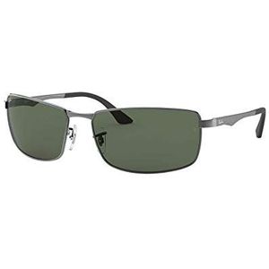 Ray-Ban Unisex Rb 3498 zonnebril, grijs (frame: gunmetal, glazen: groen klassiek 004/71), X-Large (fabrikantmaat: 61)