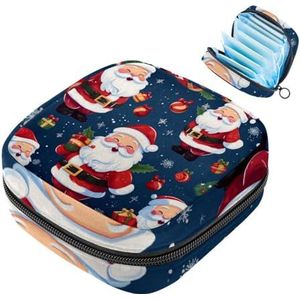 MUOOUM Merry Christmas Santa Claus maandverband opbergtas menstruatie pad tas draagbare menstruatie cup zakje met rits voor tiener meisjes vrouwen dames