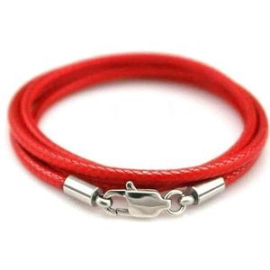 Zwart gevlochten waxkoord lederen touw stalen gesp string ketting voor doe-het-zelf hanger ketting sieraden maken - rood 1 mm-75 cm