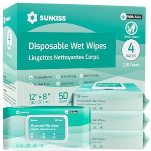 SUNKISS Trustplus - Vochtige Doekjes voor Volwassenen - Extra Dik - 20 x 30 cm - 200 Stuks