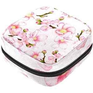Kersenbloesem patroon maandverband opbergtas menstruatie pad tas draagbare menstruatie cup zakje met rits voor tiener meisjes vrouwen dames