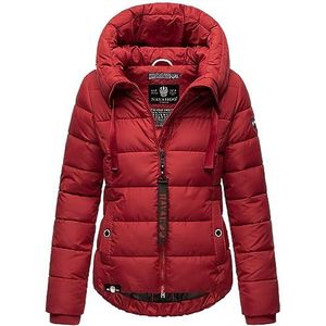 Navahoo Gewatteerde winterjas voor dames, opstaande kraag, gevoerd, B930, donkerrood, XS
