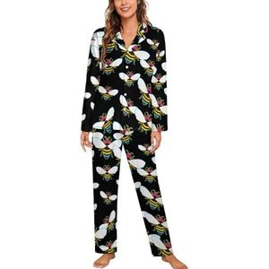 Pansexual Bee pyjama met lange mouwen voor vrouwen, klassieke nachtkleding, nachtkleding, zachte pyjamasets