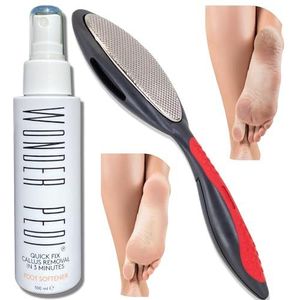 Wonder Pedi Dubbelzijdige voetvijl - Made in Germany Voetschrobber en Voetenverzachter Eelt Remover Spay.
