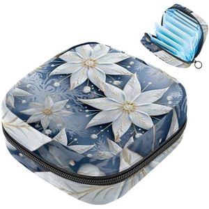 MUOOUM Maandverband Opbergtas, Kerst Sneeuwvlok Patroon Menstruatie Cup Pouch, Draagbare Maandverband Pads Opbergzakken Vrouwelijke Menstruatie Eerste Menstruatie Tas voor Tiener Meisjes Vrouwen Dames