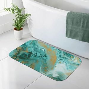 GeRRiT teal en goud marmer gedrukt Diatomeeënaarde badmat Absorberende badkamer mat Badkamer tapijt