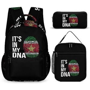 It's In My DNA Suriname Vlag 3 Stks Combinatie Set 16 inch Travel Rugzak Draagbare Lunch Tas & Potlood Case