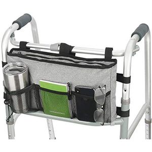 Update Walker Bag Handvrije Opbergtas Walker Attachment Handicap Basket Pouch voor Rollator, Rolstoel, Opvouwbare Wandelaars (Grijs)