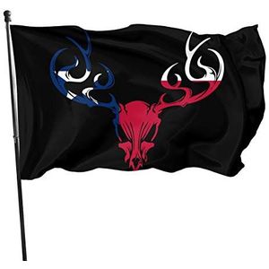 Vlaggenlijn Texas vlag herten schedel, hangende wimpel met doorvoertules piraat vlag dubbel gestikte tuin vlag voor buiten feesten bruiloft 90 x 150 cm