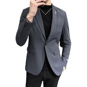 Heren Herfst Lente Casual Mode Slim Pak Jas Mannen Kleding Plus Size Blazers Jas, Blauw, XL