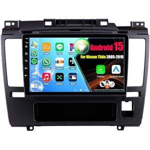 Android 15 Autoradio Voor Nissan Tiida 2005-2010 met Draadloze Carplay Android Auto, 9 Inch Autoscherm Soporta Bluetooth WIFI GPS FM/RDS(4Core(2+32GB))