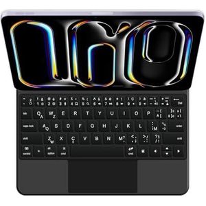 GUPENAA Toetsenbordhoes voor iPad Pro 13'' (M4) 2024, Magische Zwevende Cantileverstandaard, 7 Kleuren Achtergrondverlichting, Ingebouwd trackpad,zwart,French