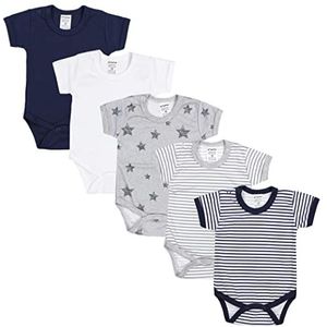 TupTam Baby Jongens Romper met Korte Mouwen 5-Pack, Kleurenmix 3, 80