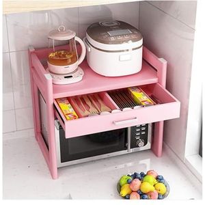 Magnetron Ovenrek, Zwarte hefbare magnetronbeugel Ovenrekstandaard met lades Opbergorganisatorplanken (kleur: roze, maat: 55×45×55cm) (Color : Pink, Size : 60x45x55cm)