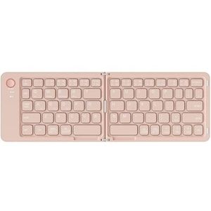 PYRIOLHI Foldable Bluetooth Keyboard, Portable Folding Keyboard, Rechargeable Mini Wireless Travel Keyboard for Windows iOS Android Tablet Smartphone(Pink red)