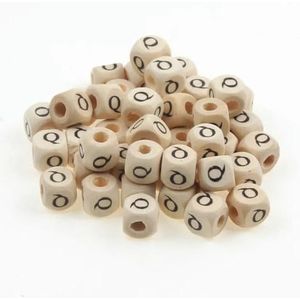 50/100/200 stuks 10mm vierkante houten alfabet kralen mix hout AZ brief spacer kralen voor sieraden maken diy armband ketting ambachten-Q-100pcs 10mm