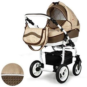 Mar door ChillyKids kinderwagen en buggy 2-in-1, wandelwagen, buggy en autozitje 3-in-1 3in1 with baby seat Zand P-02