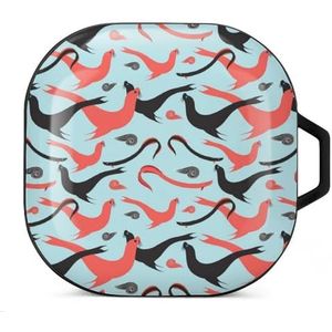 Sea Lions Oordopjes Hoesje Compatibel met Samsung Hard Shell Beschermhoes Zwart-Stijl
