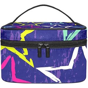 Make-up Organizer Bag, Reizen Make-up Tas Organizer Case Draagbare Cosmetische Tas voor Vrouwen en Meisjes Toiletartikelen Geel Wit Roze Ster Royal Blue Kleur, Meerkleurig, 22.5x15x13.8cm/8.9x5.9x5.4in