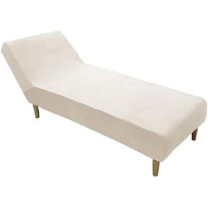 Fluwelen Pluche Chaise Lounge Hoes Luxe Chaise Stoel Hoes Stretch Armloze Chaise Lounge Beschermers Wasbare Fauteuil Bankhoes Voor Woonkamer Slaapkamer(Color:Beige)