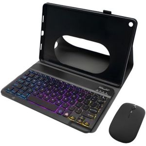 Hoesje met Toetsenbord Voor Google Pixel 11 Inch (Release 2023), Afneembaar Bluetooth-Toetsenbord Met Regenboogachtergrondverlichting, Penhouder En Bluetooth-Muis,zwart