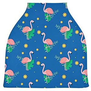 Blauwe Flamingo Stretchy Baby Auto Stoelhoes, Luifel Verpleging Covers, Zachte Ademend Winddicht Sjaal Changepad voor Winter Baby Borstvoeding Jongens