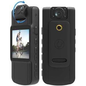 Lichaamscamera 1080p Mini Body Camera Videocamera Hoek 180 ° Lens Draaibaar Met for Dagelijkse Record Service Conferentie met audio en video(Add 32GB,1080P NO WIFI)