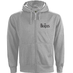 The Beatles Heren Beatles Drop T Logo Back Print Zipped Hoodie Grijs