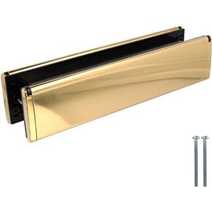 Yale - 12 Inch - Weerbestendige Brievenbusplaat - Goud - Met Tochtwerende Borstel en Verende Kleppen