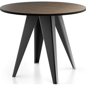 WFL GROUP Eettafel Glory in industriële stijl - modern, rond - uittrekbaar van 90 cm tot 130 cm, met gepoedercoate metalen poten, tafel voor kleine keuken - kleur (eiken Lefkas, 100 cm)