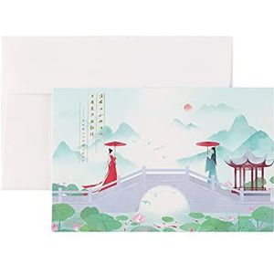 Kerstpostkaarten 6 stukjes Chinese gelukkige Valentijnsdag wenskaarten met enveloppen, partijuitnodigingen, huwelijksuitnodigingen Blanco Ansichtkaarten (Size : A1)