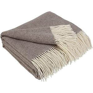 LYHome Kasjmier Deken met Merino Wollen - Blanket Wol voor op de Bank Sofa & Bed, Plaid Cashmere en Merinowol, Plaids Grote Zachte, Warme Natuur Dekens (140 x 200 cm | Beige met Wit Visgraat)