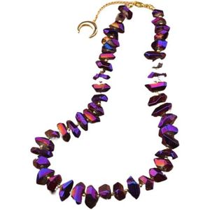 Women Collar Choker Necklaces For Women Rough Chunky Crystal Stone Short Necklace Wedding Party Jewelry Gifts (Color : Violet Purple Gold)