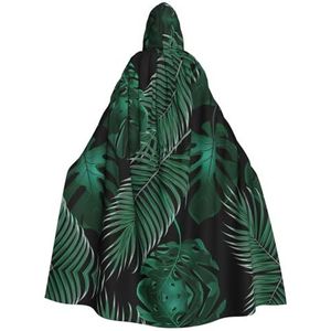 EdWal Bananenblad groene print carnaval cape met capuchon capes heks kostuum vampier mantel tovenaar gewaad cosplay kostuum