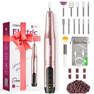 COSLUS Draadloze draagbare elektrische nagelfrees, 11-in-1 professionele manicure en pedicureset, elektrische nagelvijl voor gelnagels en acrylnagels, nagelvormen, verwijderen van eelt