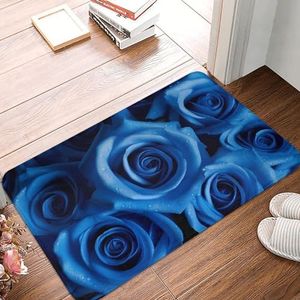 Deurmat entree welkomstmatten absorberende antislip voordeurmat wasbare blauwe roos vloermatten flanellen badmatten zacht duurzaam entree tapijt voor binnen buiten 40 x 61 cm