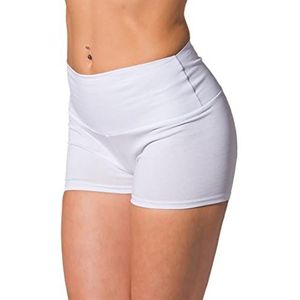 Alkato Dames Short Hot Pants Sportbroek met Hoge Taille, Wit, 36