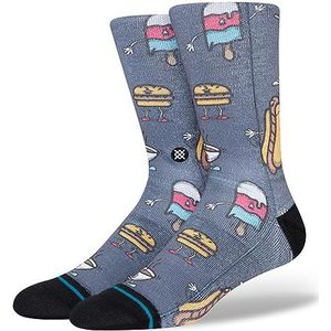 Stance Seyclops Crew Sokken Donker Navy Food Burger Patroon Kalf, marineblauw, Large