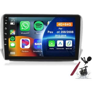 Android 15 Autoradio voor P-eugeot 208/2008 (2012-2018) 9 inch 2K aanraakscherm 2000 * 1200 Android hoofdunit multimediaspeler met Carplay, GPS-navigatie, BT, 5G WiFi, DSP, SWC,K2 pro