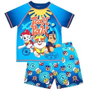 Paw Patrol Zwemset voor jongens, 2-delig zwemshort en T-shirt, UV-zonwering, zwemkostuum voor jongens van 2-6 jaar, Blauw, 3-4 jaar