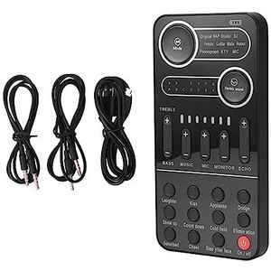 Complete podcastkit, Voice Changer Mini Geluidskaart Set Draagbare Multi Voice Effecten Externe Geluidskaart for Telefoon PC Live-uitzending(No Mic Earphone)