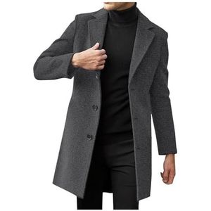 Lange Wollen Herenjas, Elegante Winterjas, Wollen Trenchcoat, Vrijetijdsovergangsjas, Slim Fit Herenjassen Met Zakken, Herfstjas, Herenjas, Winterjas M-5XL(Dark gray,3XL)