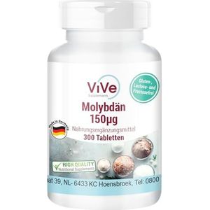 Molybdeen 150μg - 300 tabletten - Natriummolybdaat - Hoge dosering - Biologisch beschikbaar - Kwaliteit uit Duitsland - ViVe Supplements