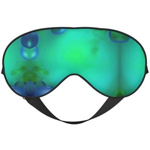 Blauwgroen blauw print zacht oogmasker voor vrouwen mannen comfortabel met verstelbare riem voor reizen yoga dutje shift werk