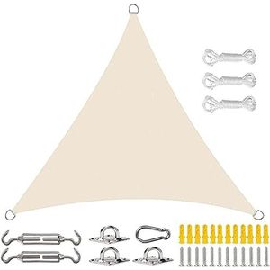 Zonnezeil Waterdichte Schaduwdoek Driehoek Rechthoek Zonwering UV-bescherming For Buitenterras Tuin(Beige,3x3x3m)