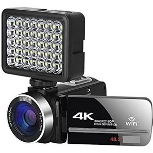 Videocamera, 2 STUKS 4K Camcorder Digitale Video Camera for Streaming Vlog Recorder 18X Time-Lapse Webcam Stabilizer(128G SD Card,NA-U600-LT)