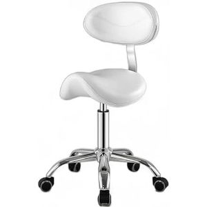 Tandheelkundige Zadelstoel Met Rugleuning, In Hoogte Verstelbaar, 76-92 Cm, Met 360° Draaibare PU-wielen For Schoonheidssalon, Massage, Tandartskliniek, Thuiskantoor, Gebruik(White)