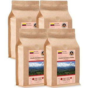 Kaffee Globetrotter - Koffie met hart - Colombia Hacienda La Claudina - 4 x 1000 g medium gemalen - voor volautomatische koffiemolen, koffiemolen - Fair Trade | Gastropack voordeelverpakking