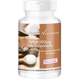 Selenium 100mcg - 180 tabletten - ! VOOR 6 MAANDEN ! - veganistisch - van seleniumgist | Vitamintrend®